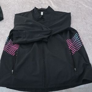 Ideology Black Athletic Workout Jacket with Vibrant Stripes